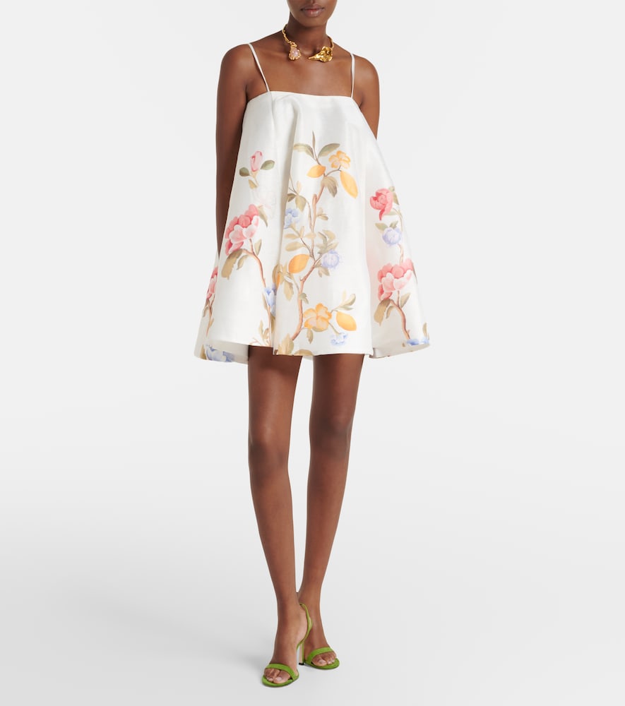  Leo Lin Leo Lin Caitlin Floral Linen-blend Minidress 