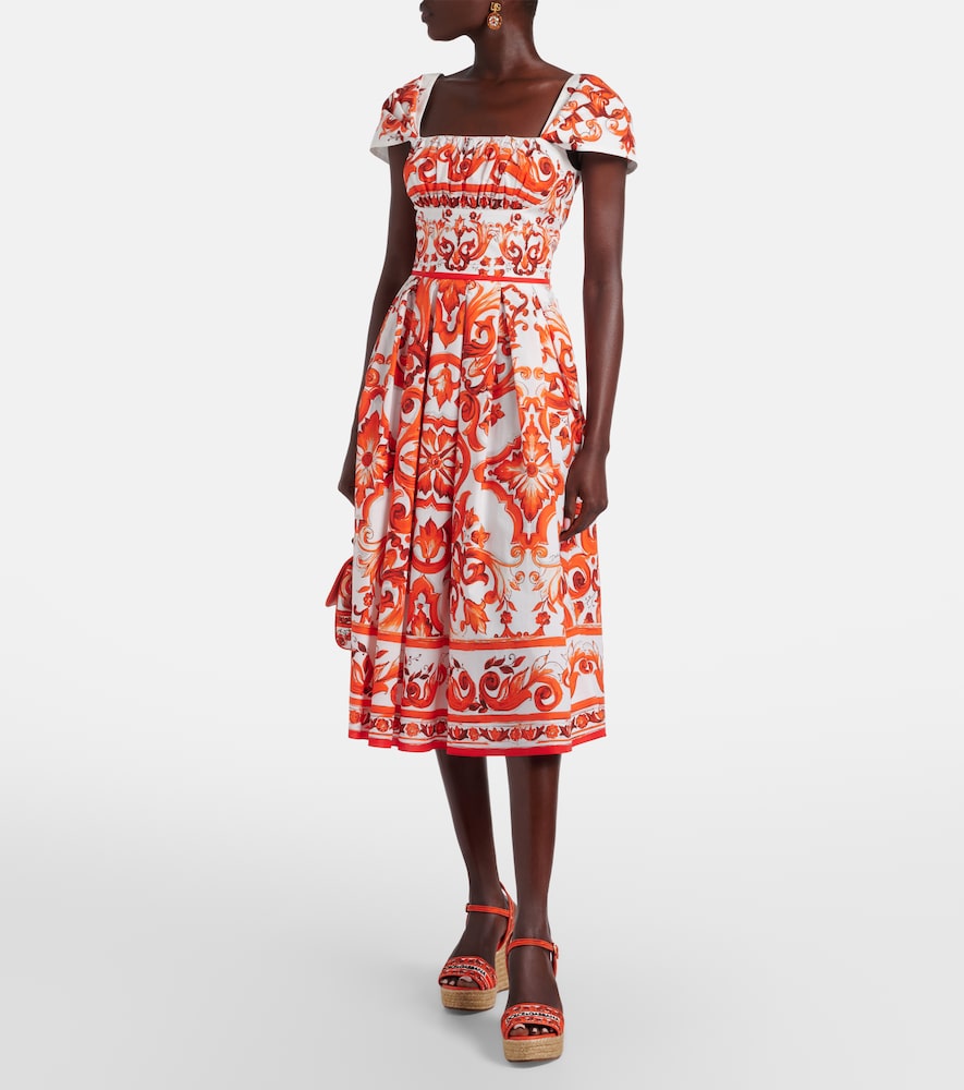 Dolce & Gabbana Majolica printed cotton poplin midi dress