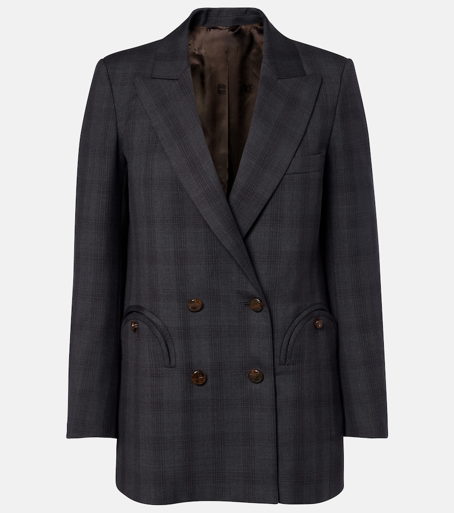 Blazé Milano Everyday Checked Virgin Wool Blazer In Gray