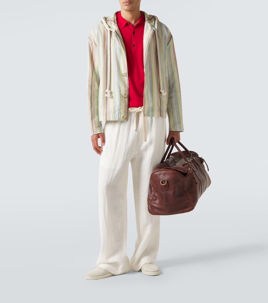  Commas Commas Striped Hooded Hemp And Cotton Jacket 