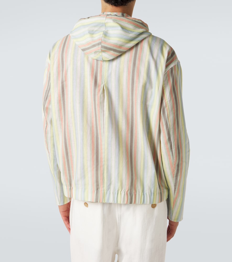  Commas Commas Striped Hooded Hemp And Cotton Jacket 
