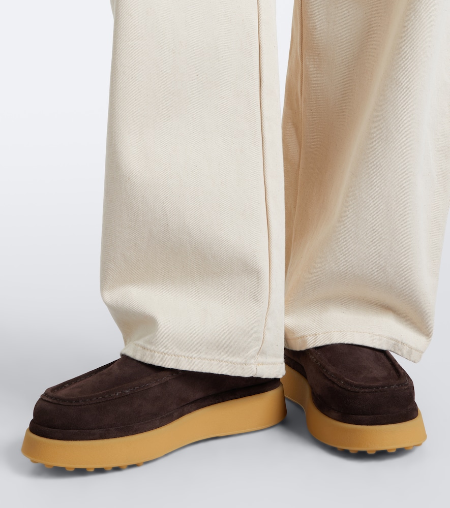 Shearling-Lined Suede Platform Mules