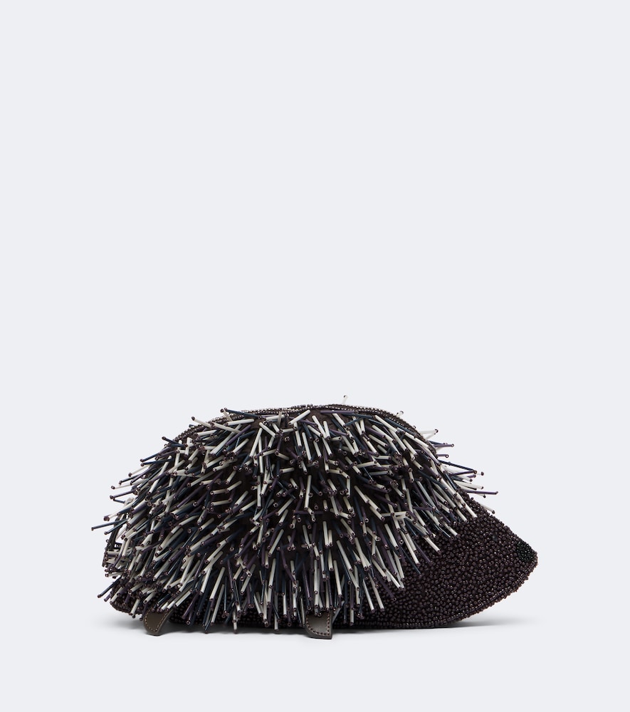 Staud Porcupine Beaded Clutch In Brown