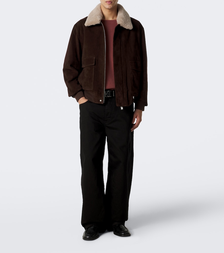 Bari Shearling-Trimmed Suede Blouson Jacket
