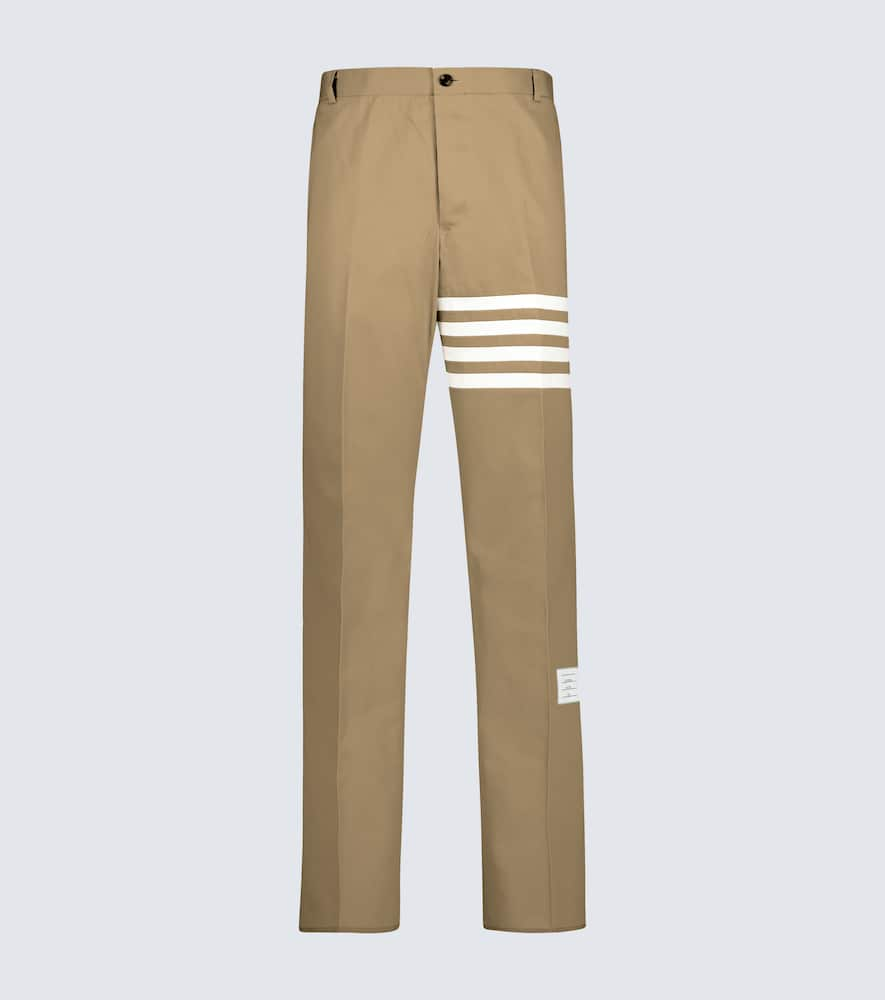 Shop Thom Browne 4-bar Cotton Twill Pants In Green