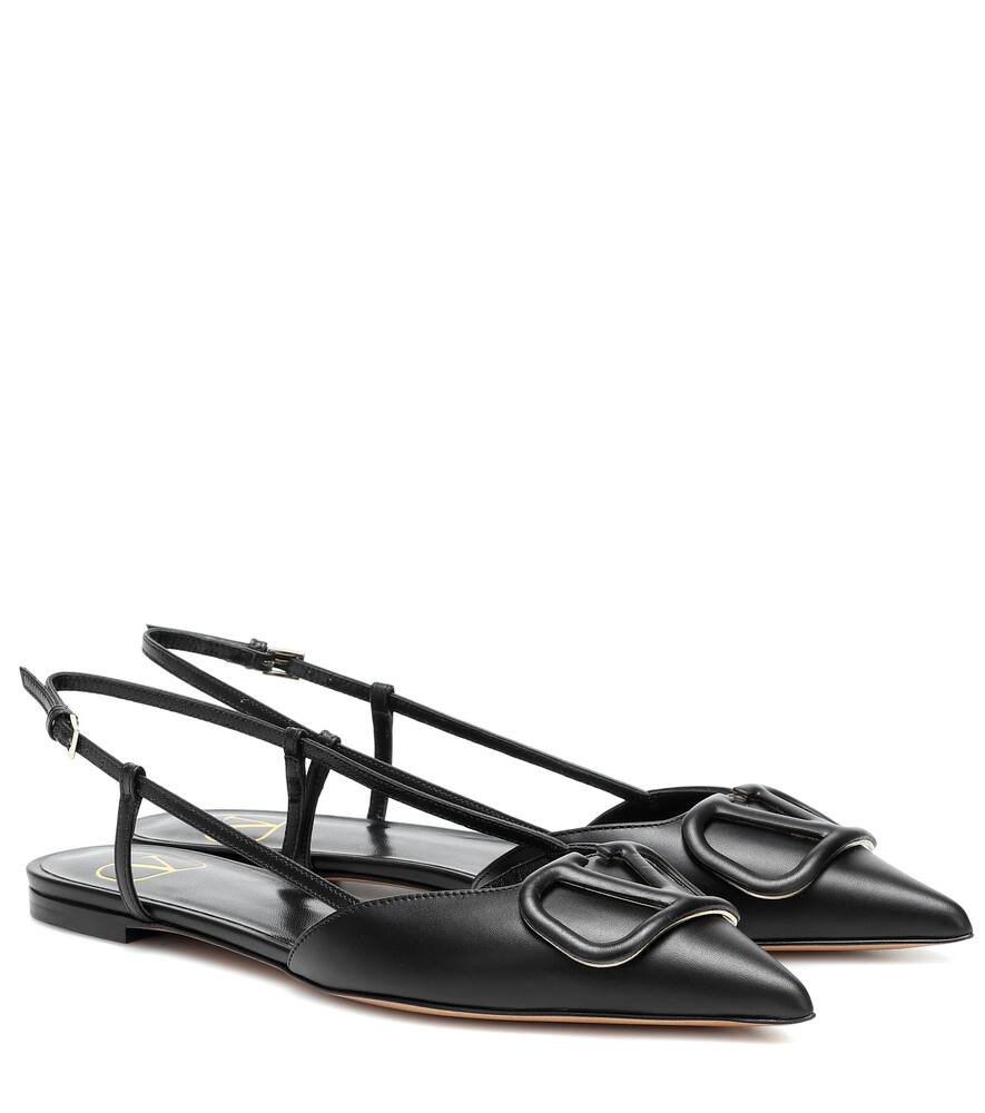 VALENTINO Valentino Garavani VLOGO leather slingback ballet flats,P00437571