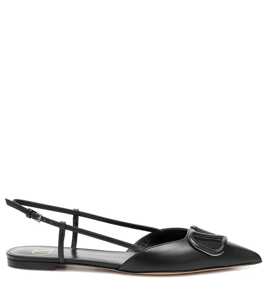 VALENTINO Valentino Garavani VLOGO leather slingback ballet flats,P00437571