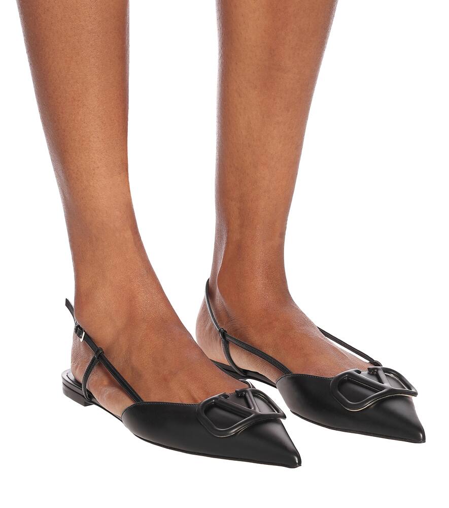 VALENTINO Valentino Garavani VLOGO leather slingback ballet flats,P00437571