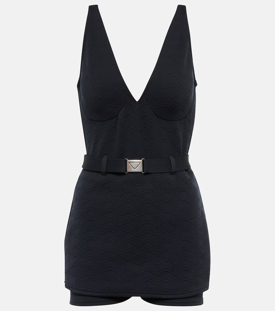 Prada Belted knit playsuit
