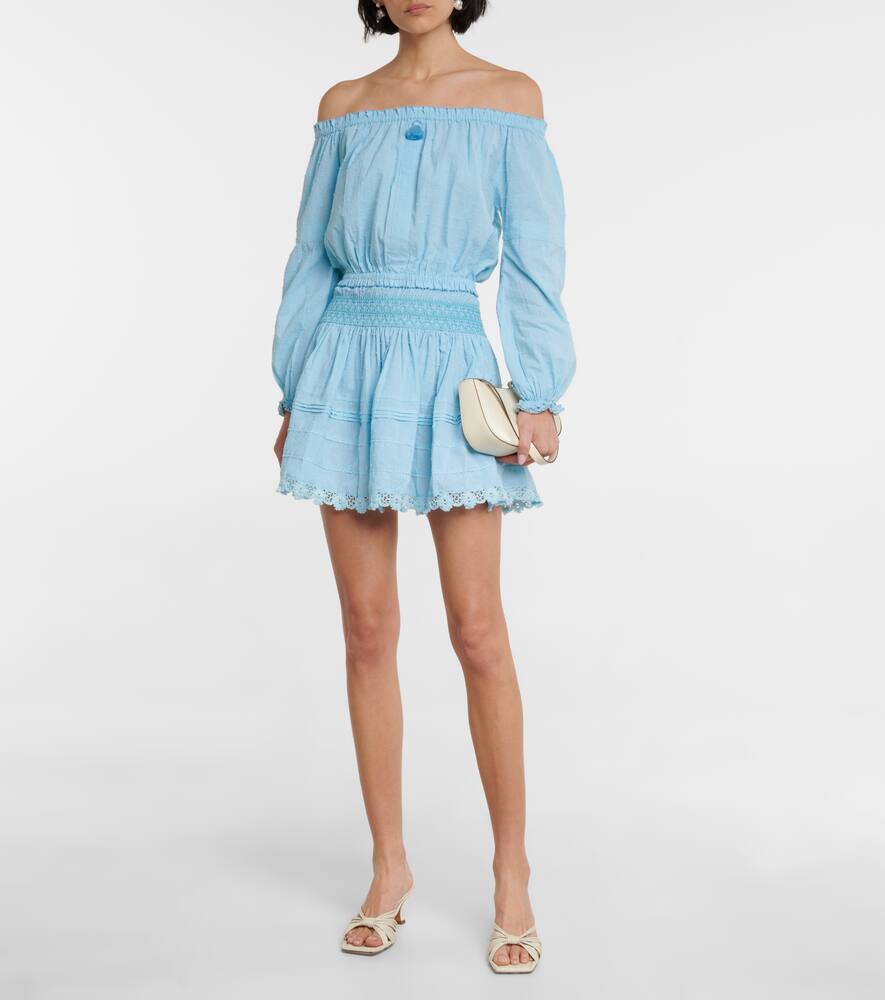 Poupette St Barth Galia Cotton Off-shoulder Top In Baby Blue