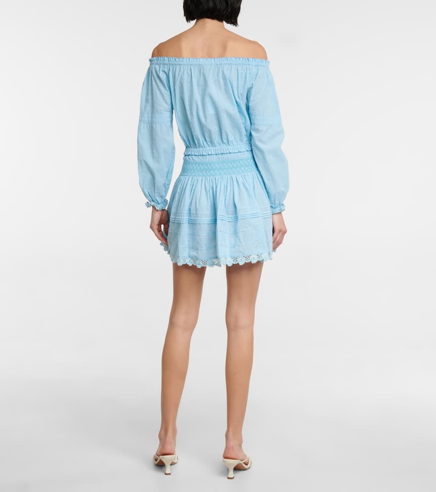 Poupette St Barth Galia Cotton Off-shoulder Top In Baby Blue