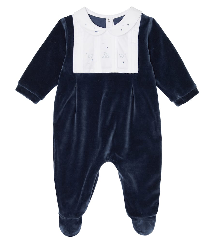 Tartine et Chocolat Baby embroidered velvet onesie