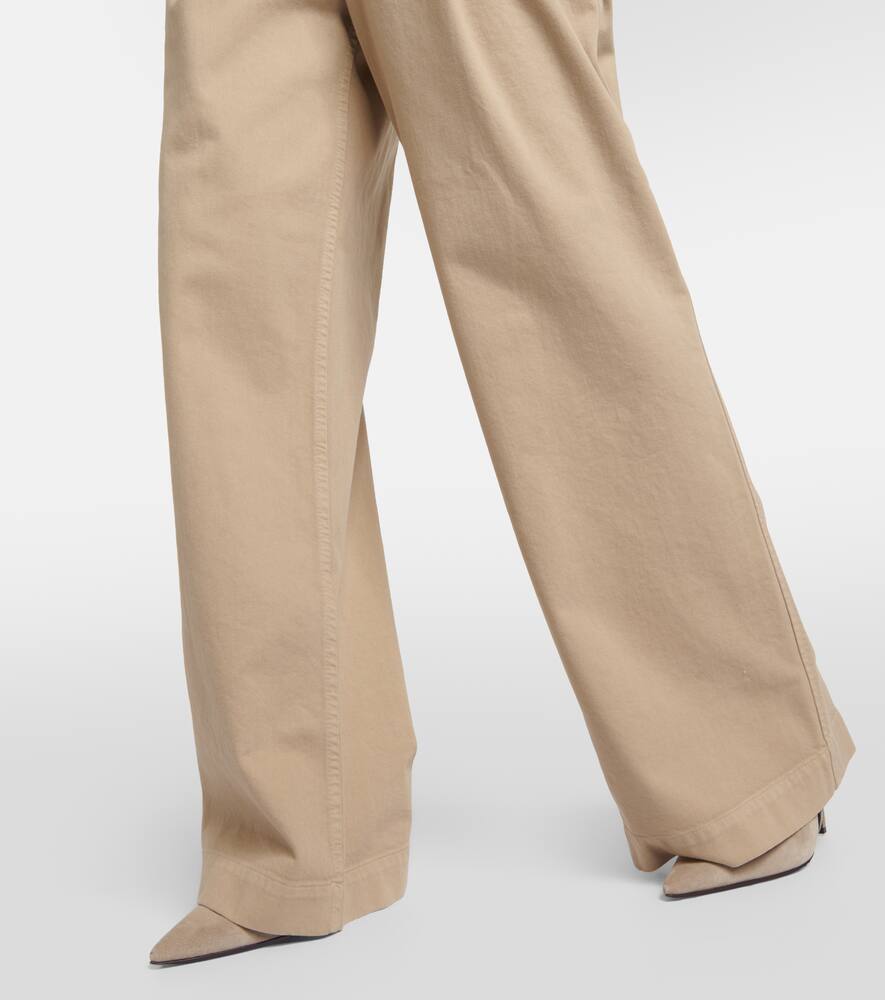 Brunello Cucinelli Pleated Wide-leg Cotton Pants In Mou