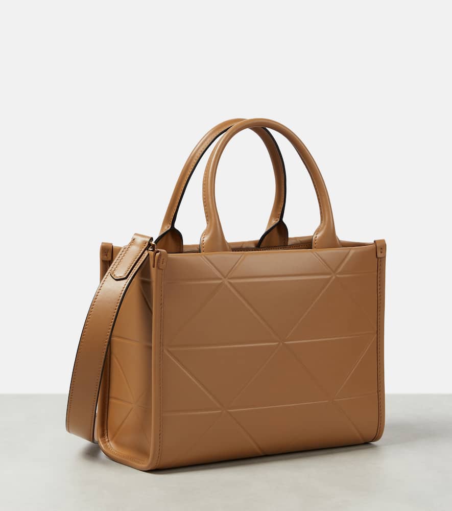 Shop Prada Symbole Mini Leather Tote Bag In Brown
