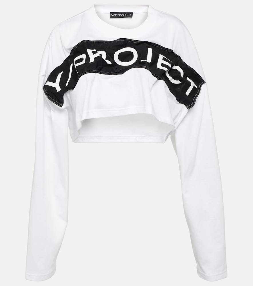 Shop Y/project Logo Cotton Jersey Crop Top In White