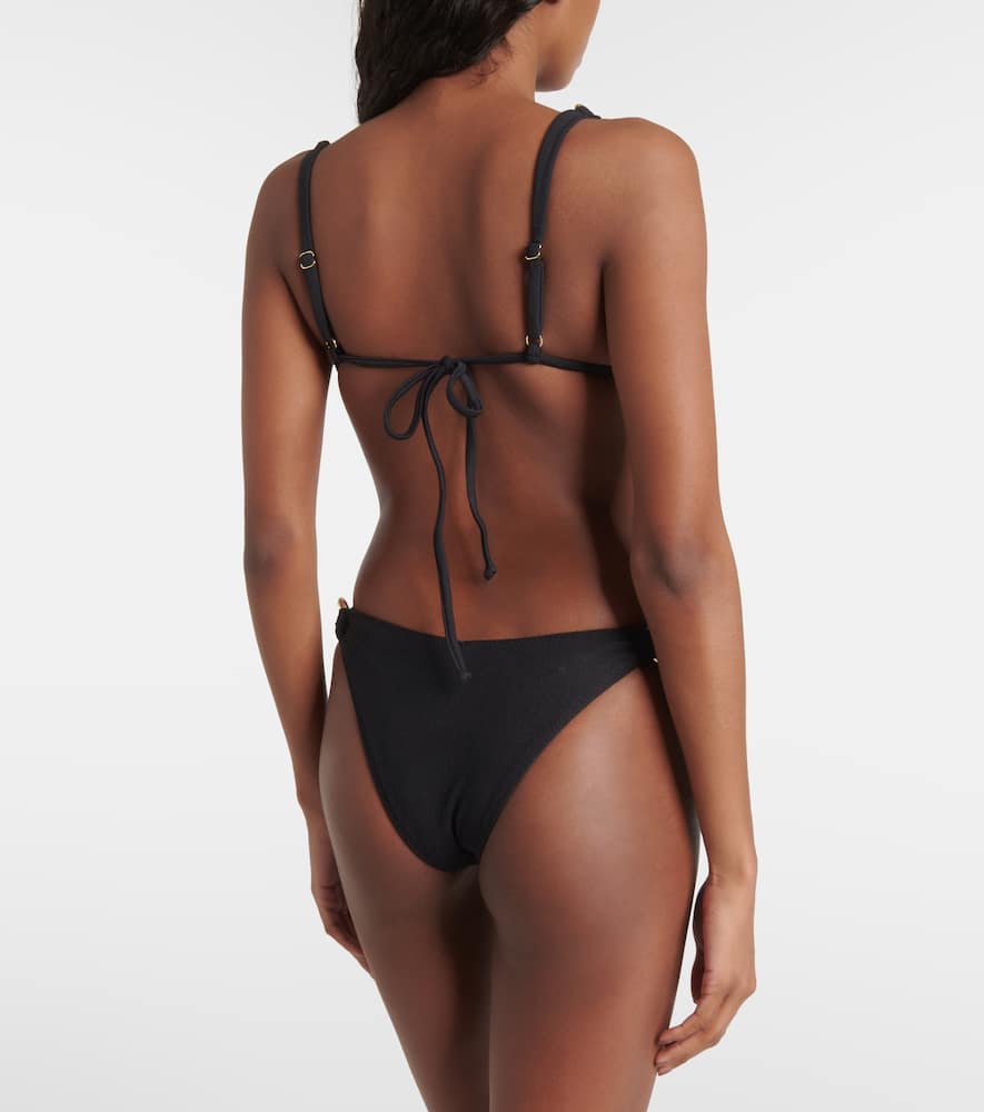 Same Chain-detail Bikini Bottoms In Faux Suede Black