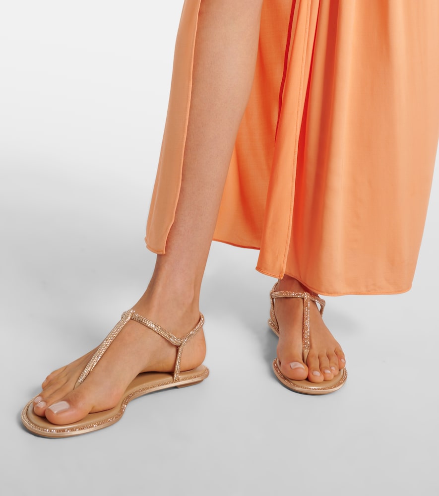 Diana Satin And Leather Thong Sandals