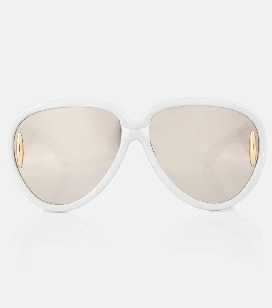 Loewe Paula's Ibiza Pilot Mask Aviator Sunglasses In White/other/smoke Mirror