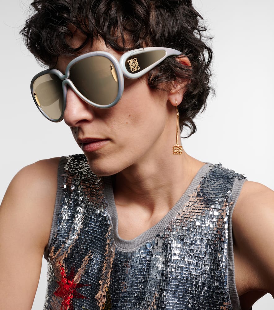 Loewe Paula's Ibiza Pilot Mask Aviator Sunglasses In White/other/smoke Mirror