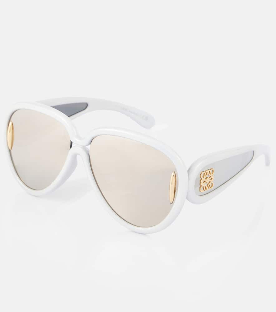 Loewe Paula's Ibiza Pilot Mask Aviator Sunglasses In White/other/smoke Mirror