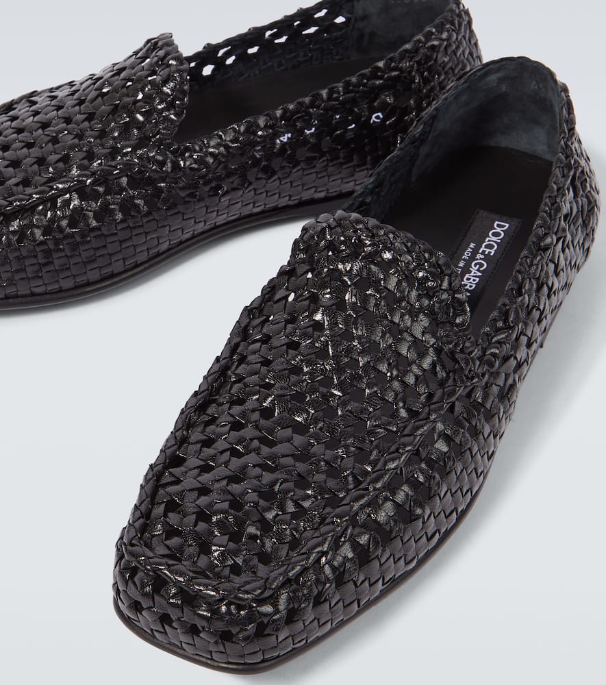 Dolce & Gabbana Leather Slippers In Black