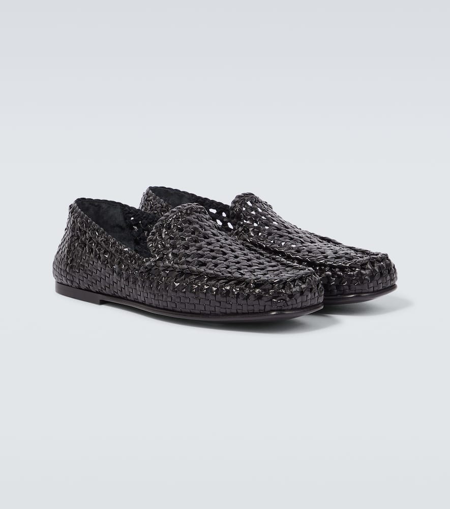 Dolce & Gabbana Leather Slippers In Black