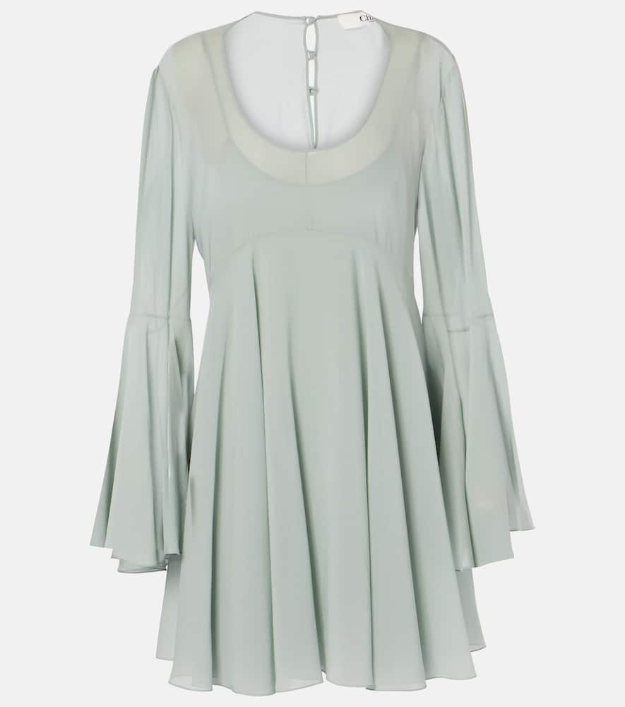Chloé Silk Chiffon Minidress In Green