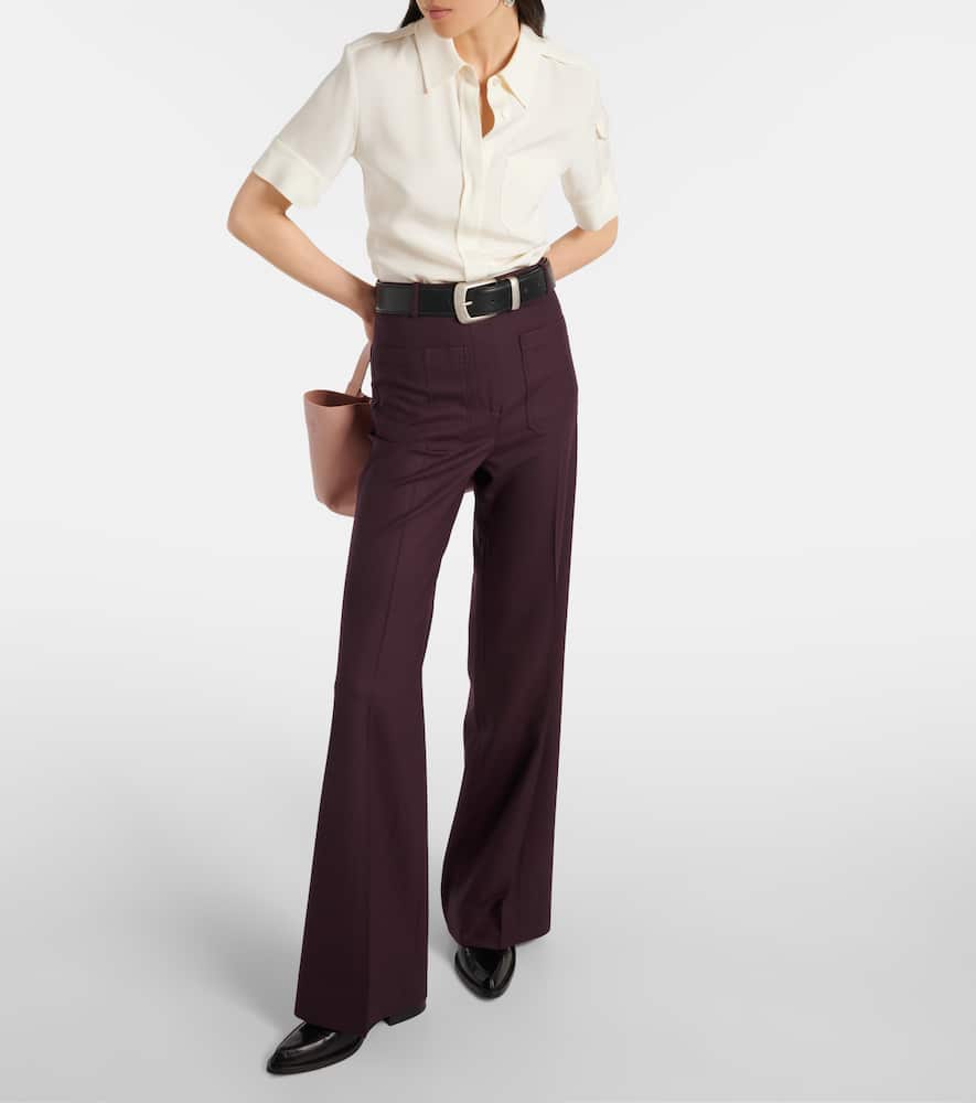 Victoria Beckham Alina High-rise Flared Pants In Brown