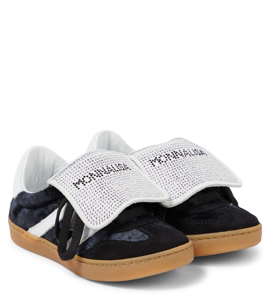 Monnalisa Logo Suede Sneakers In Black