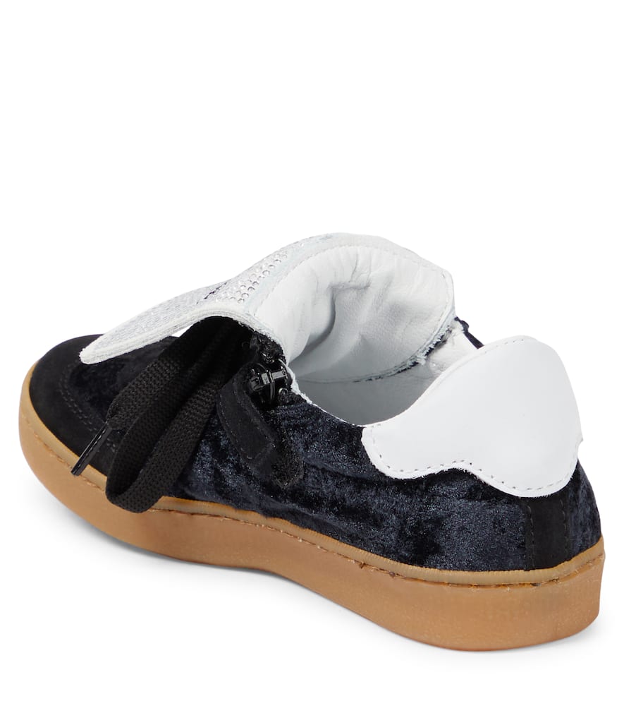 Monnalisa Logo Suede Sneakers In Black