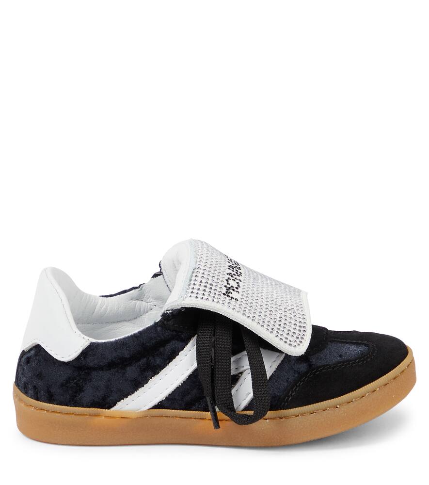 Monnalisa Logo Suede Sneakers In Black