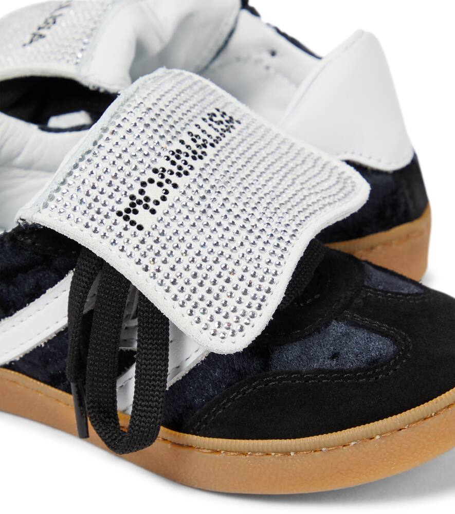 Monnalisa Logo Suede Sneakers In Black