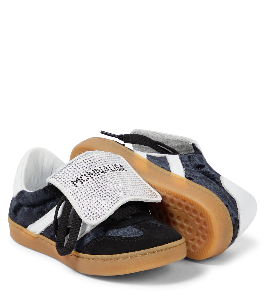 Monnalisa Logo Suede Sneakers In Black