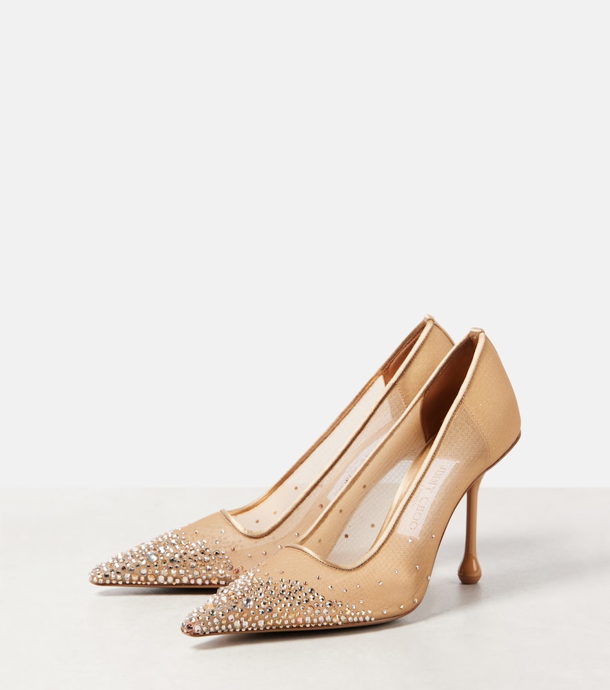 Jimmy Choo Ixia 95 Crystal-embellished Pumps In Gold
