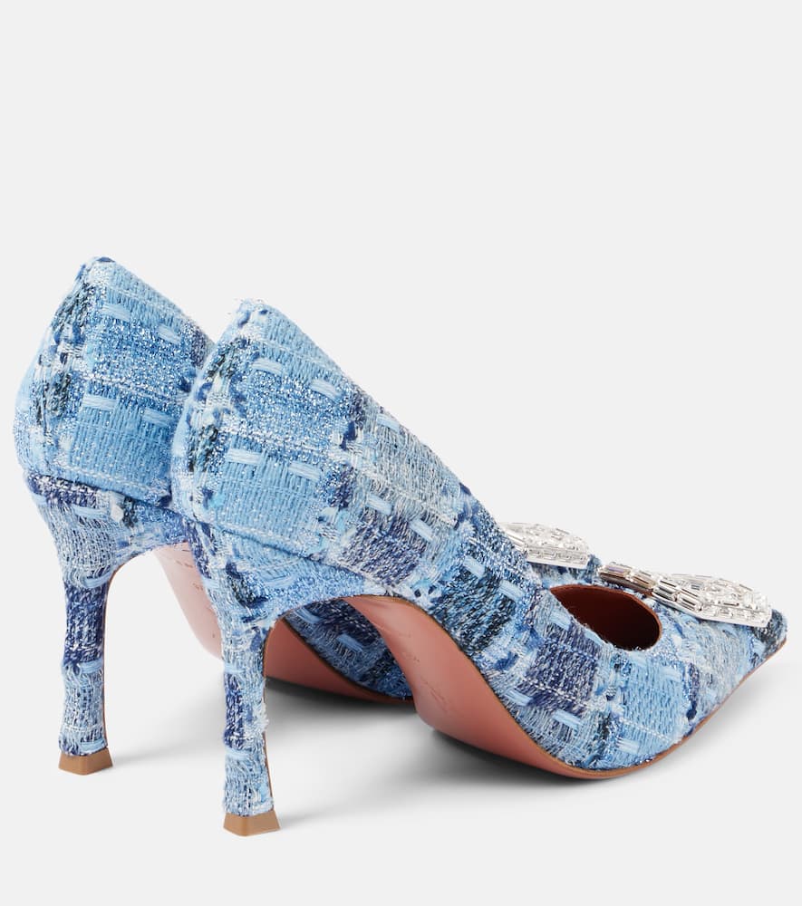 Amina Muaddi 90mm Camelia Pumps In Blue