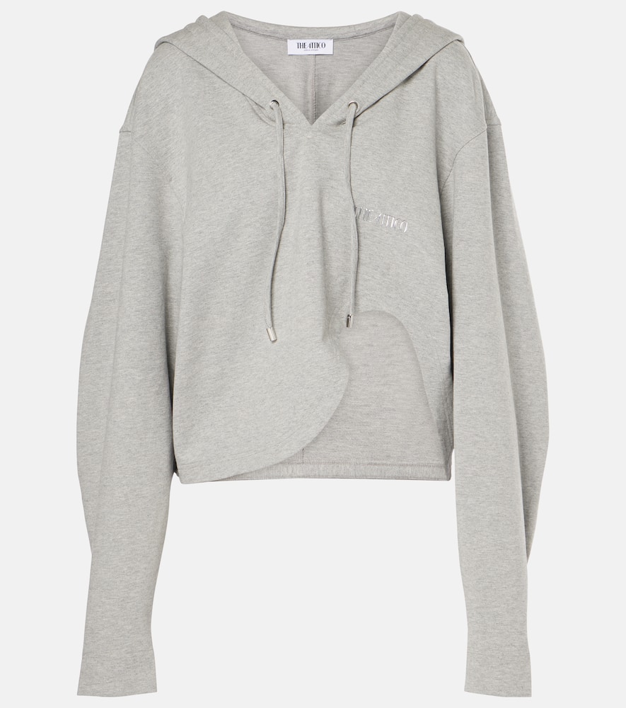 Asymmetric cotton-blend jersey hoodie