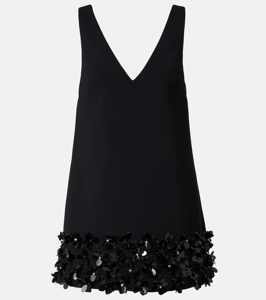 Self-portrait Embellished Satin-crepe Mini Dress In Black