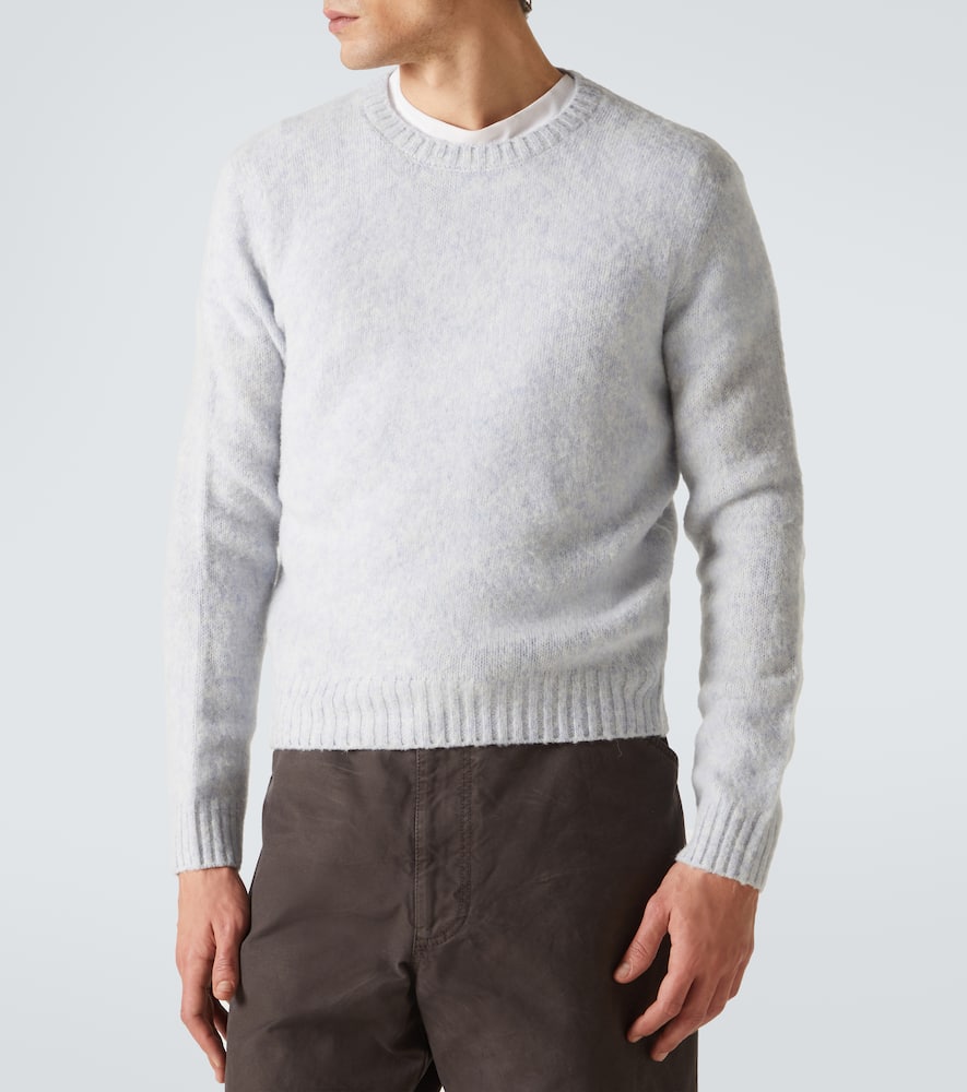 Prada Crewneck Ribbed Sweater Long Sleeves In Blue
