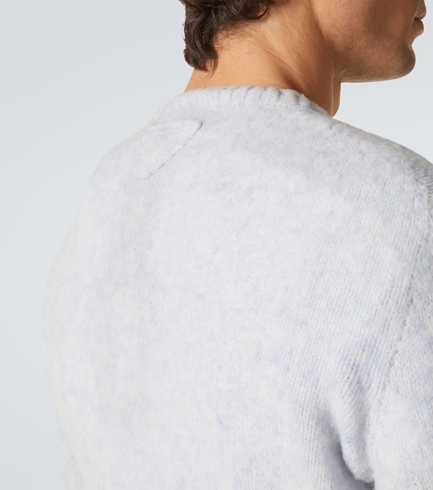 Prada Crewneck Ribbed Sweater Long Sleeves In Blue
