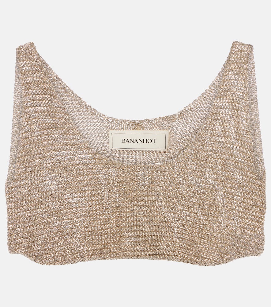 Knitted lamé bra top