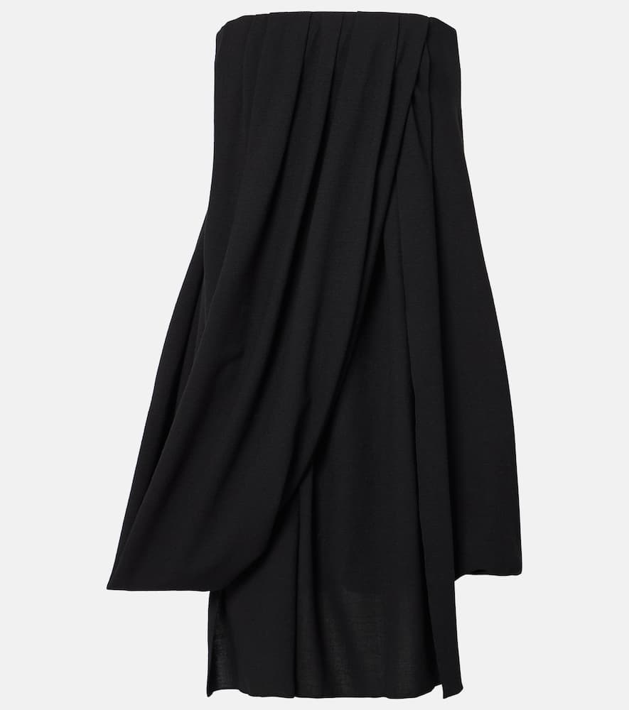 Jw Anderson Draped Off-shoulder Wool-blend Bustier Dress In Black