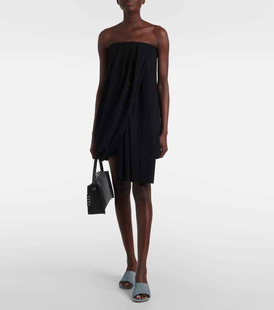 Jw Anderson Draped Off-shoulder Wool-blend Bustier Dress In Black