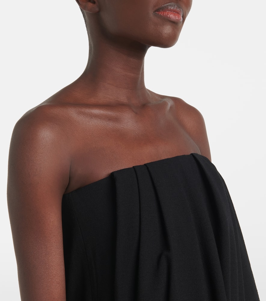 Jw Anderson Draped Off-shoulder Wool-blend Bustier Dress In Black