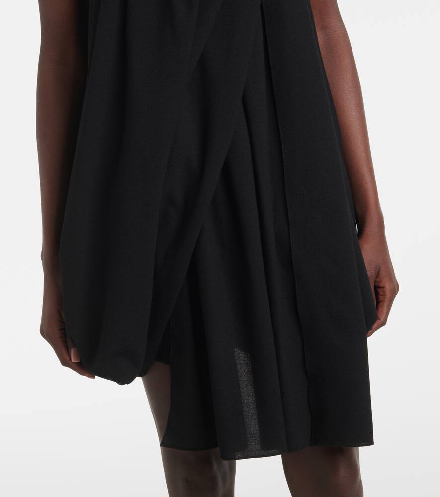 Jw Anderson Draped Off-shoulder Wool-blend Bustier Dress In Black