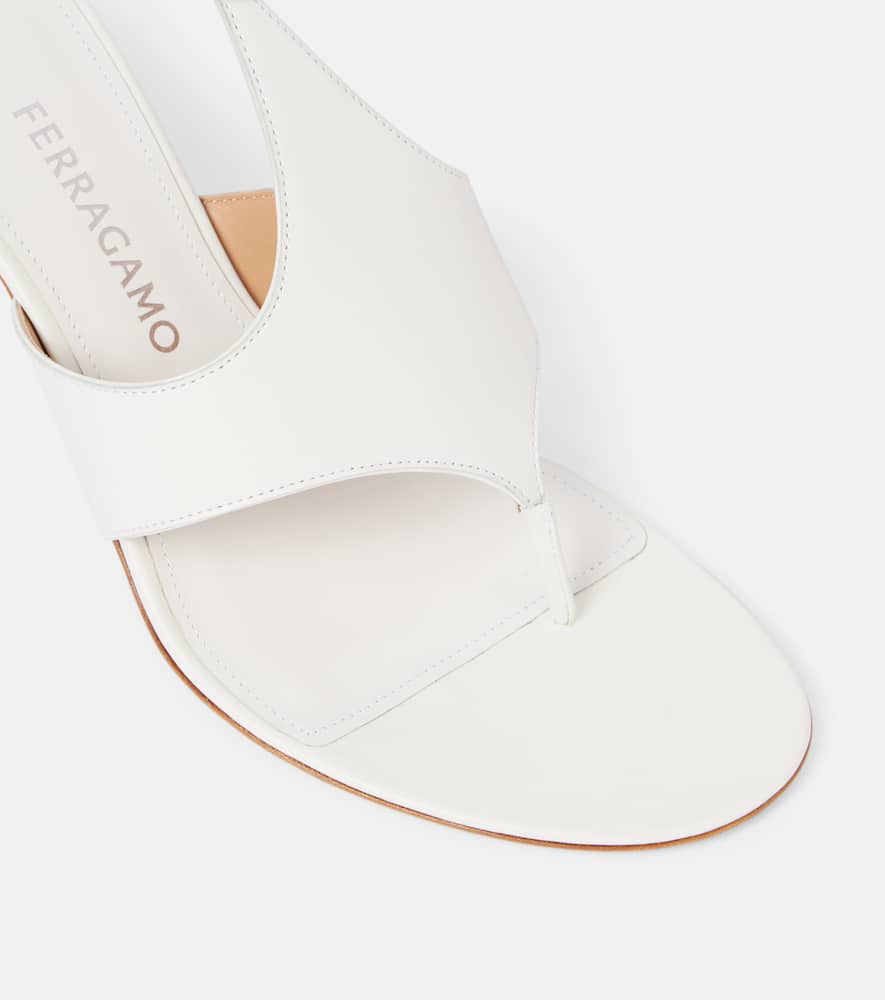 Ferragamo Lyrai Leather Mules In White