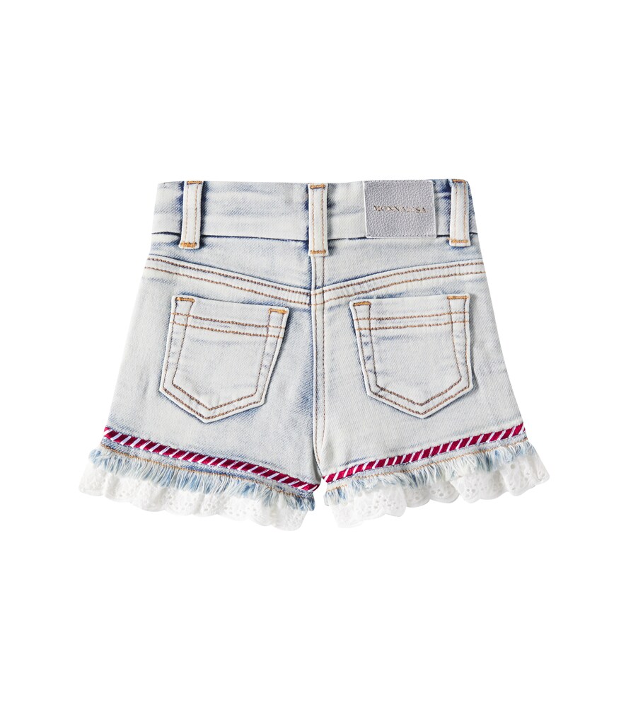  Monnalisa Monnalisa Baby Ruffled Lace-trimmed Denim Shorts 