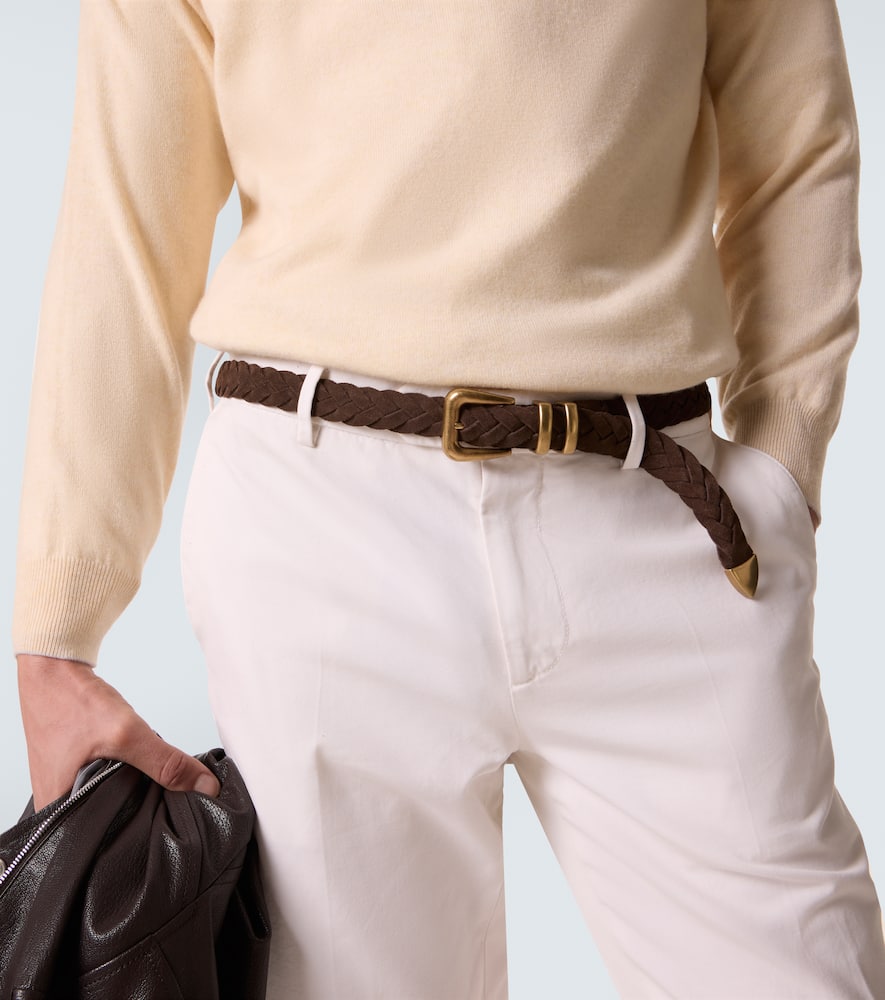 Brunello Cucinelli Braided Suede Belt In Brown