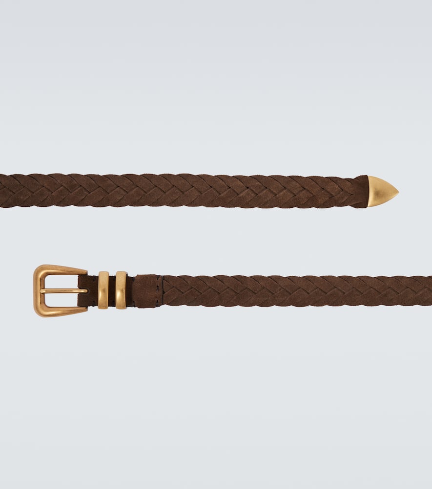 Brunello Cucinelli Braided Suede Belt In Brown