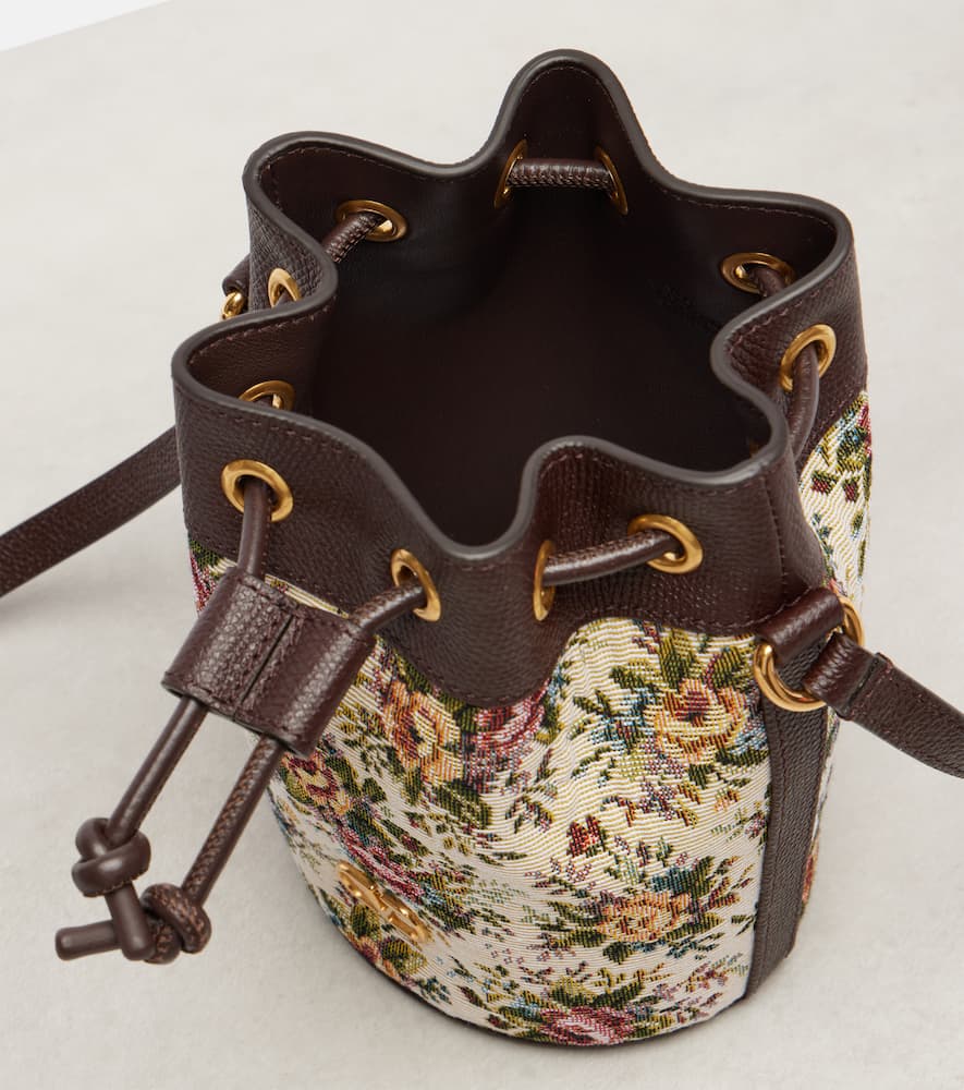 Valentino Vlogo Signature Small Canvas Bucket Bag In Brown