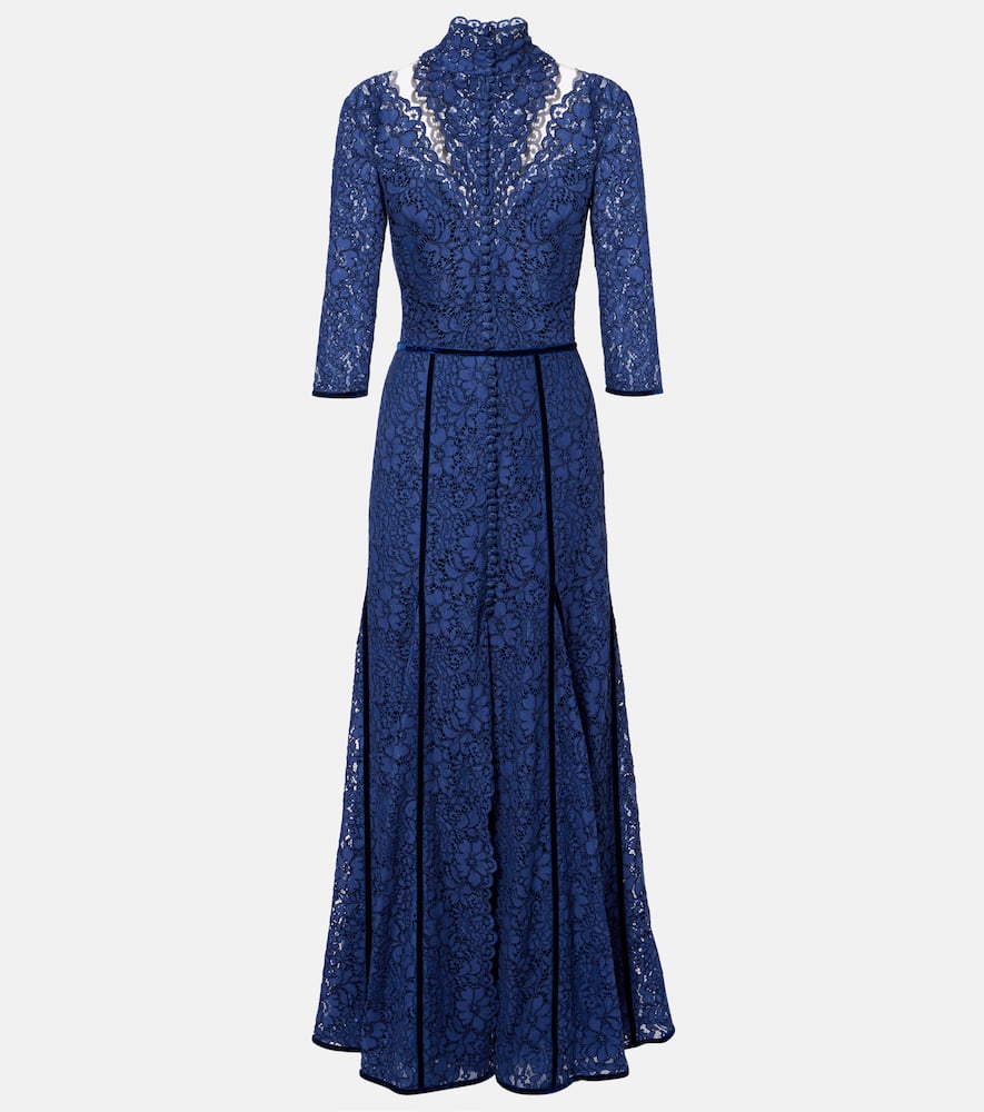 Costarellos Lace Gown In Blue